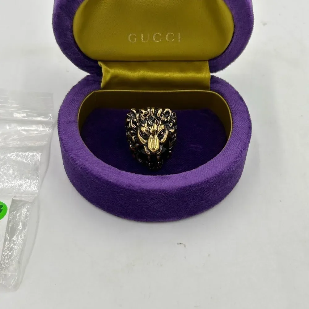 Men’s Gucci iconic Lionhead ring size 10 made in Italy
